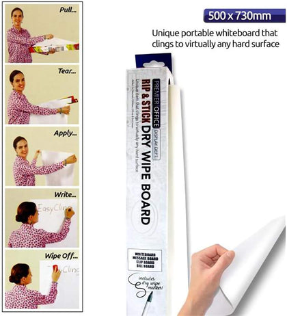 Roll of 8 Sheets 50X73cm Instant Whiteboard by Premier Office