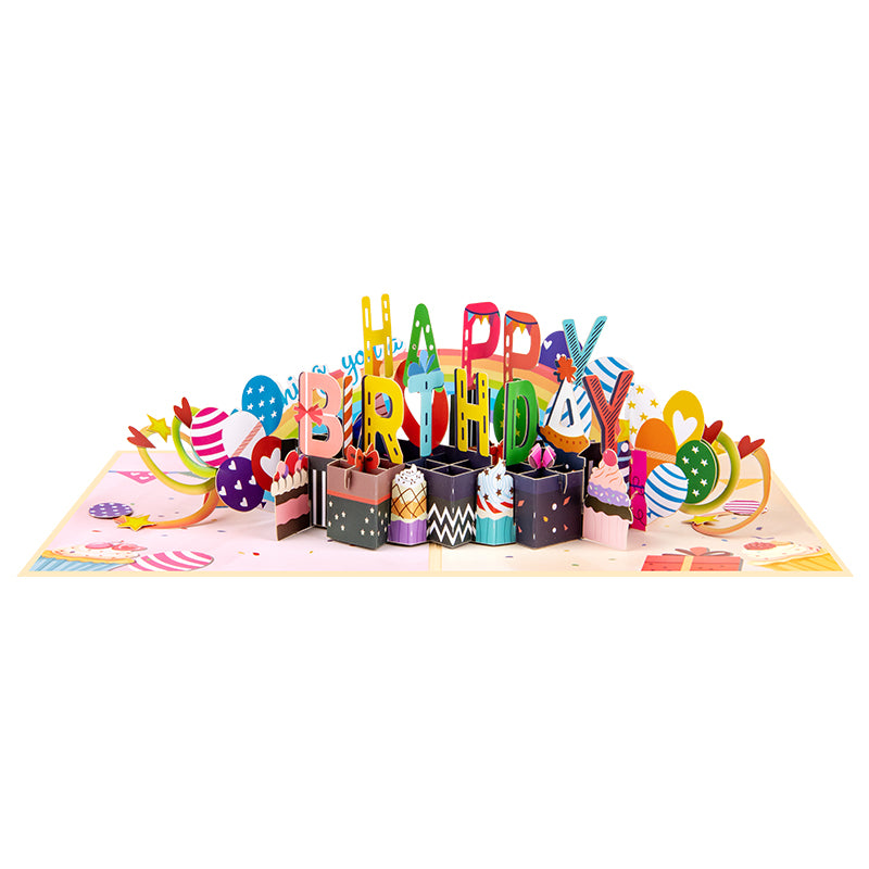 Cupcakes & Balloons Joyful Wishes Pop Up Birthday Card