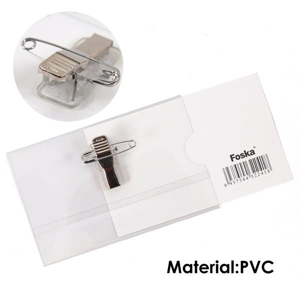 Pack of 50 Name Badge 90x57mm with Clip and Safety Pin