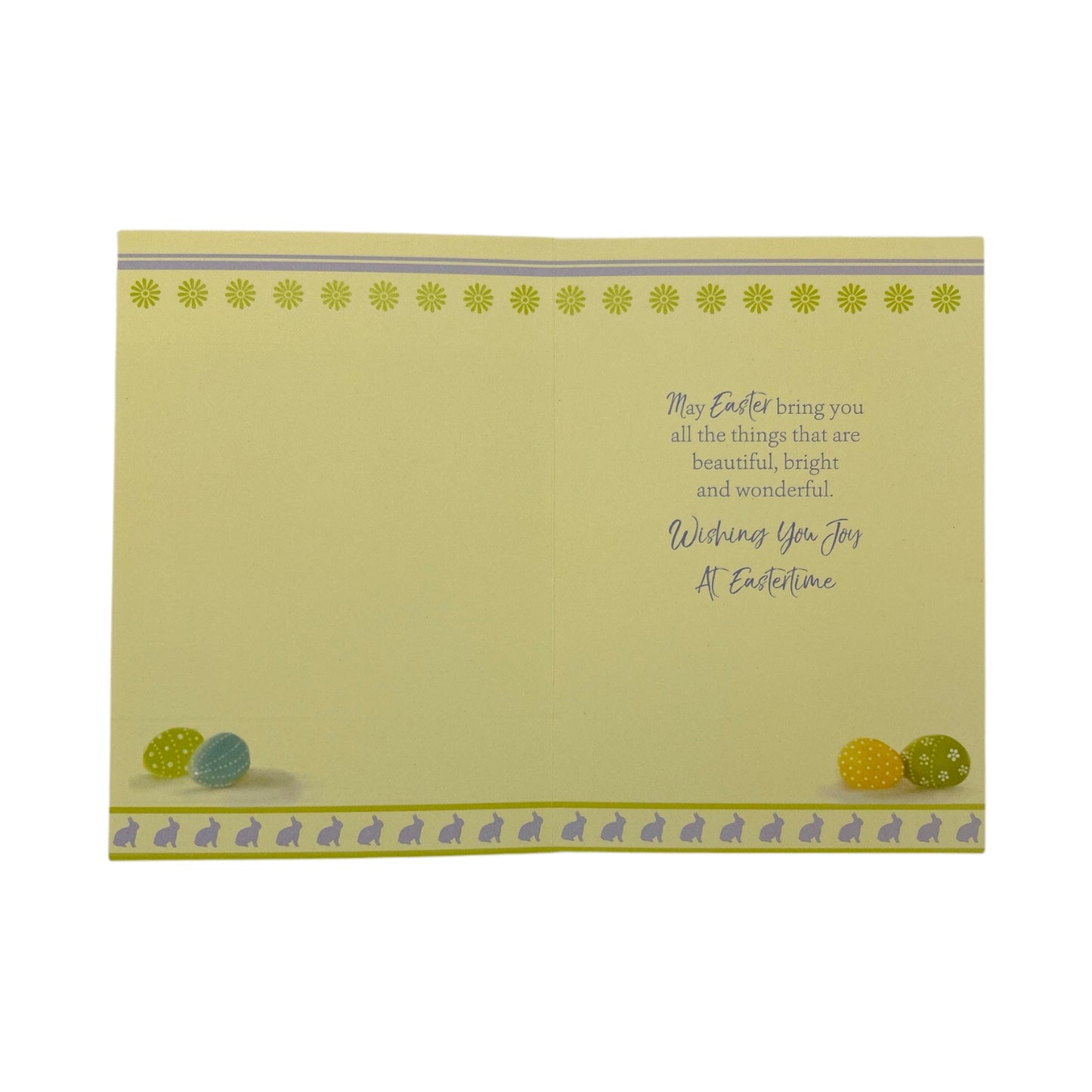 Bucket of Flowers And Eggs Design Open Easter Card