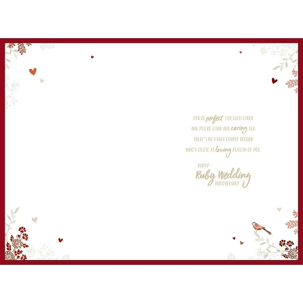 Heart Design with Floral Details Ruby 40th Wedding Anniversary Card
