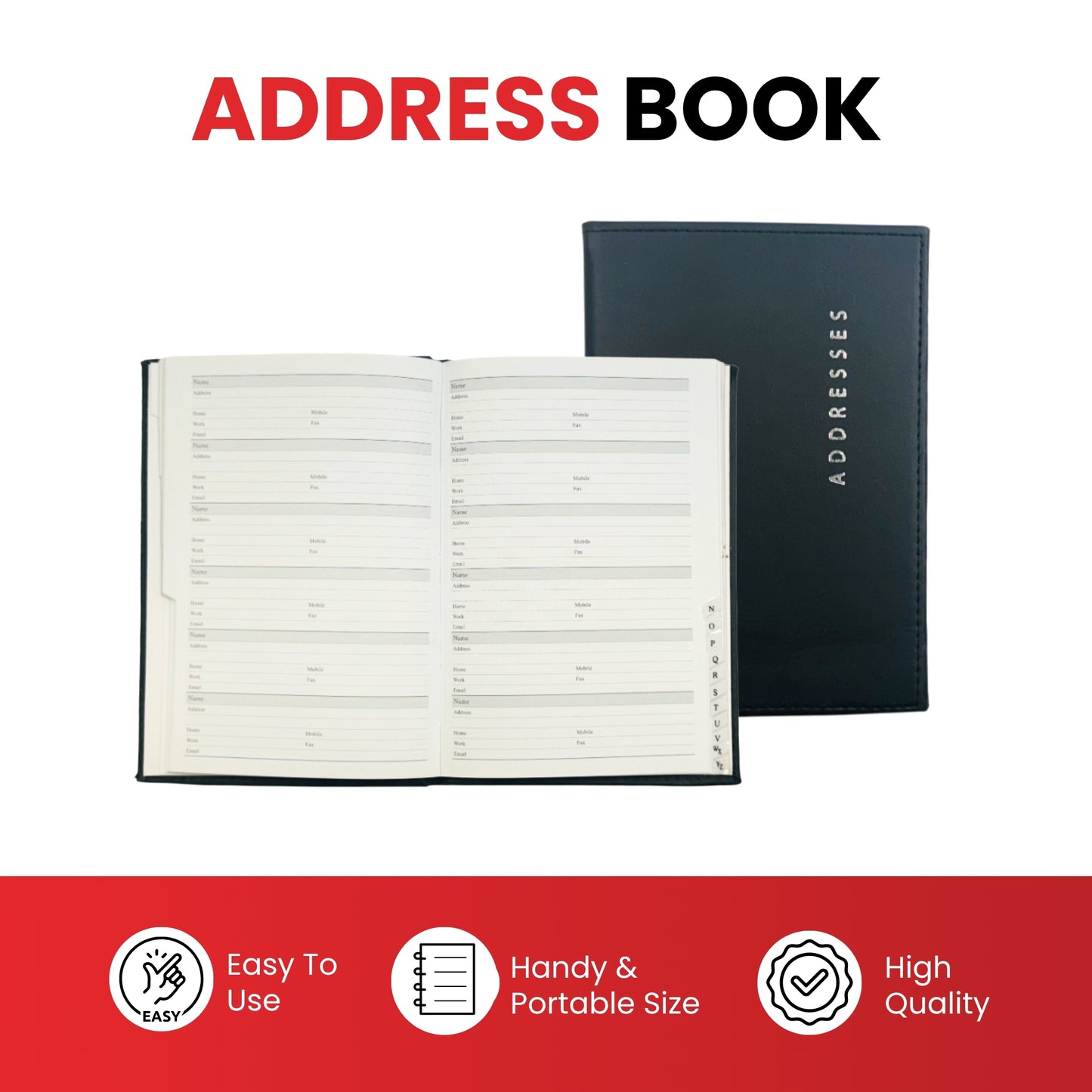 A5 Black Address Book