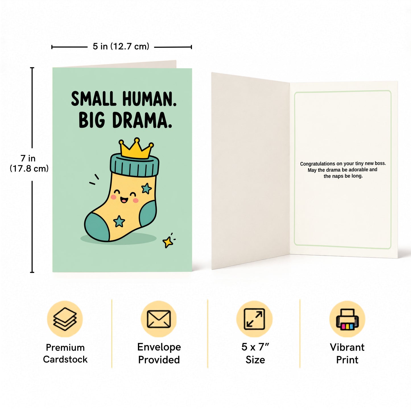 Small Human Big Drama New Baby Congratulations Card