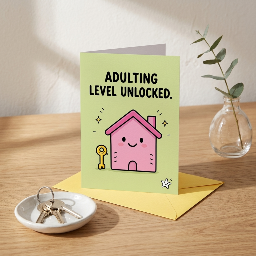 Adult Level Unlocked New Home Congratulations Card