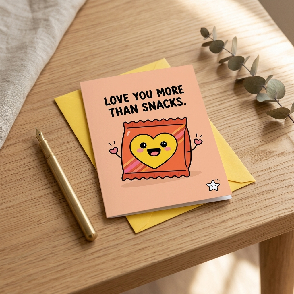 Love You More Than Snacks Open Card Valentine's Day, Anniversary