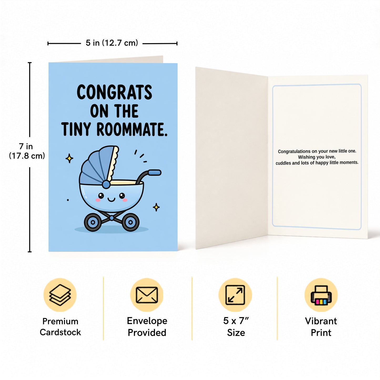 The Tiny Roommate New Baby Congratulations Card