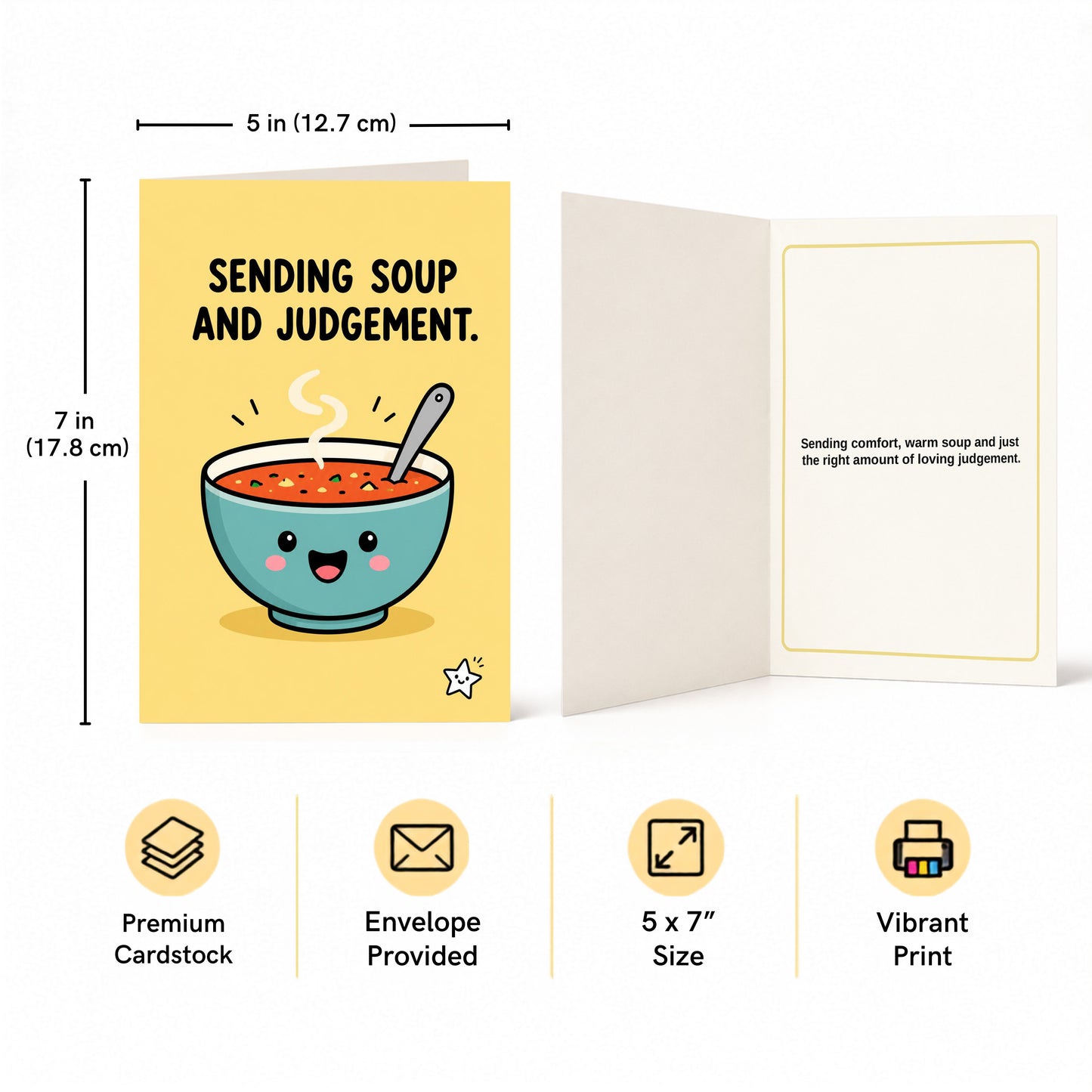 Sending Soup and Judgement Get Well Soon Greeting Card