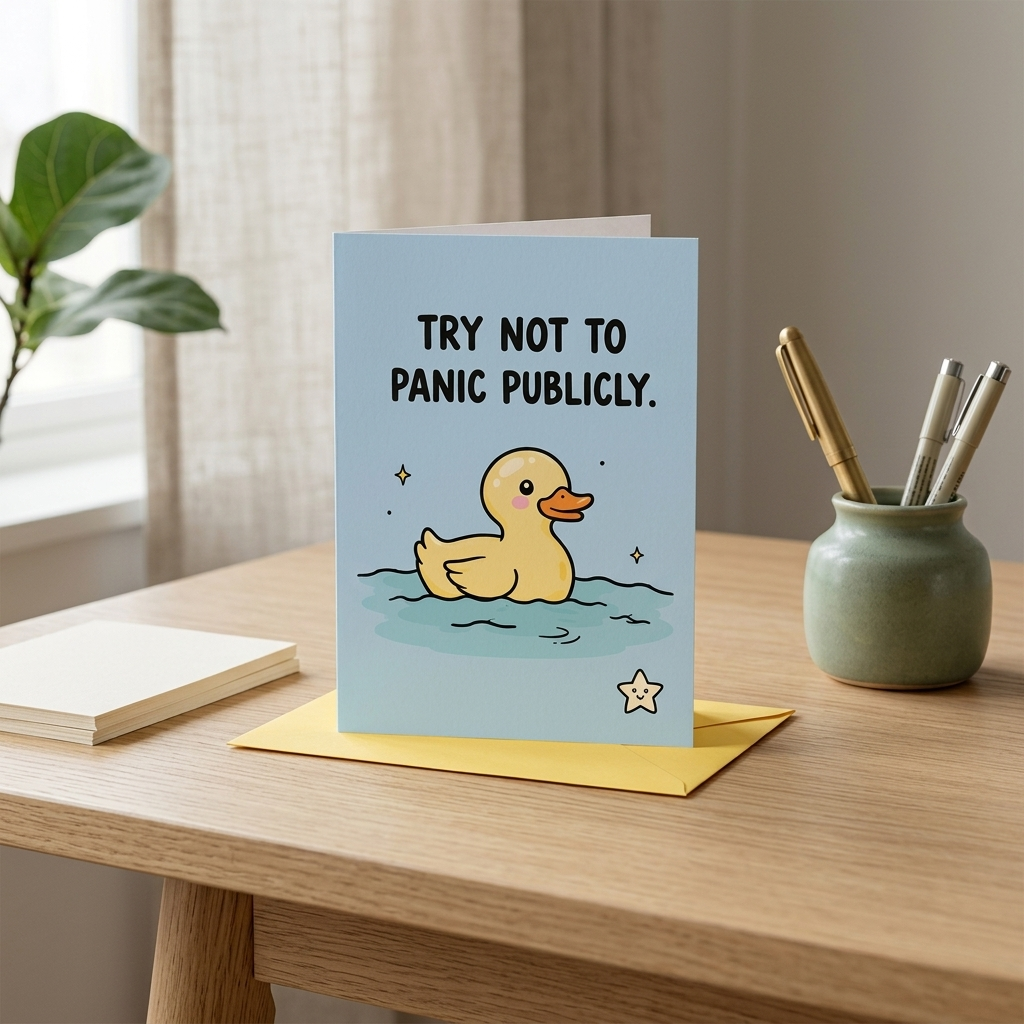 Try Not to Panic Publicly Open Greeting Card