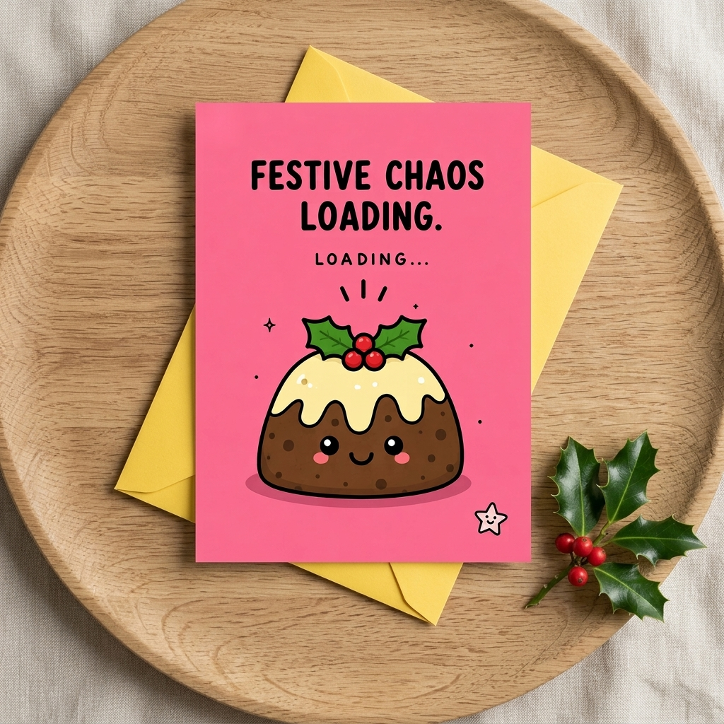 Festive Chaos Loading Christmas Card
