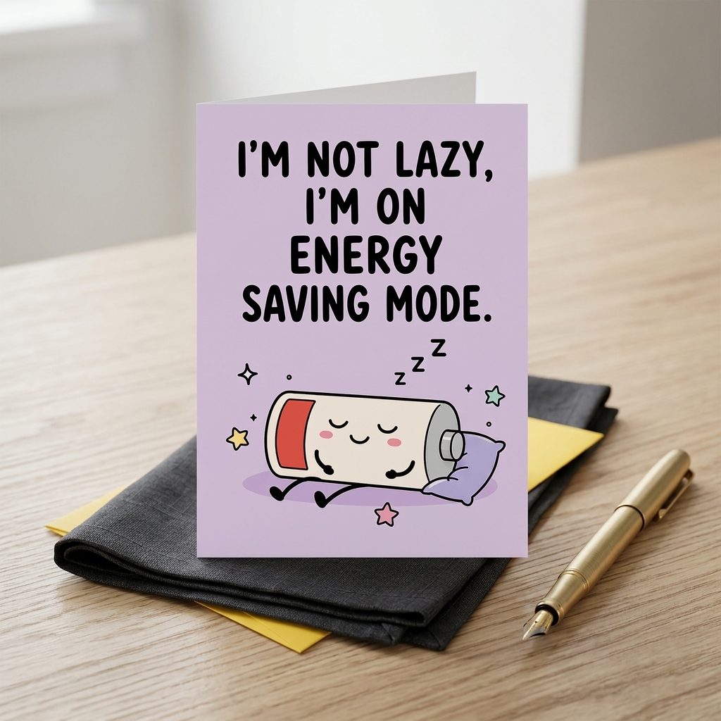 I'm Not Lazy I'm on Energy Saving Mode Greeting Card