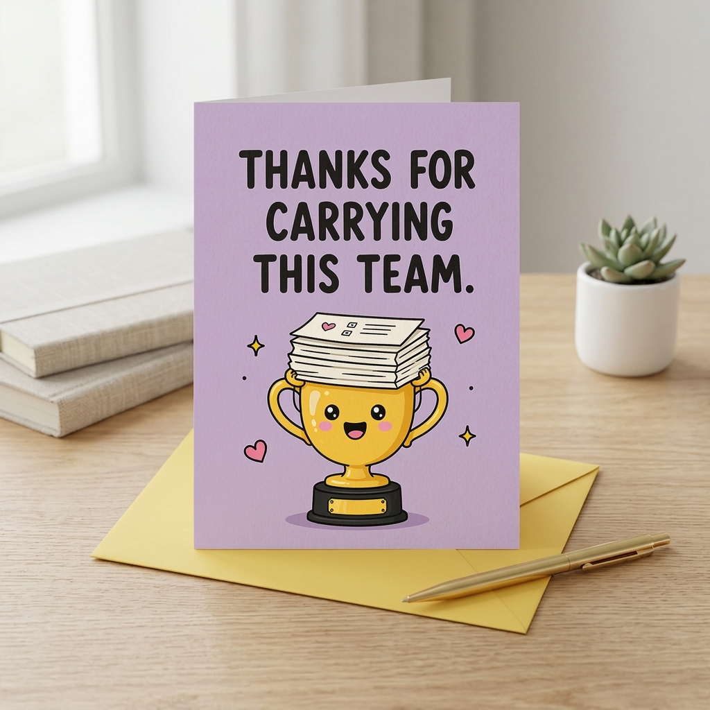 Trophy Design for Carrying This Team Thank You Card