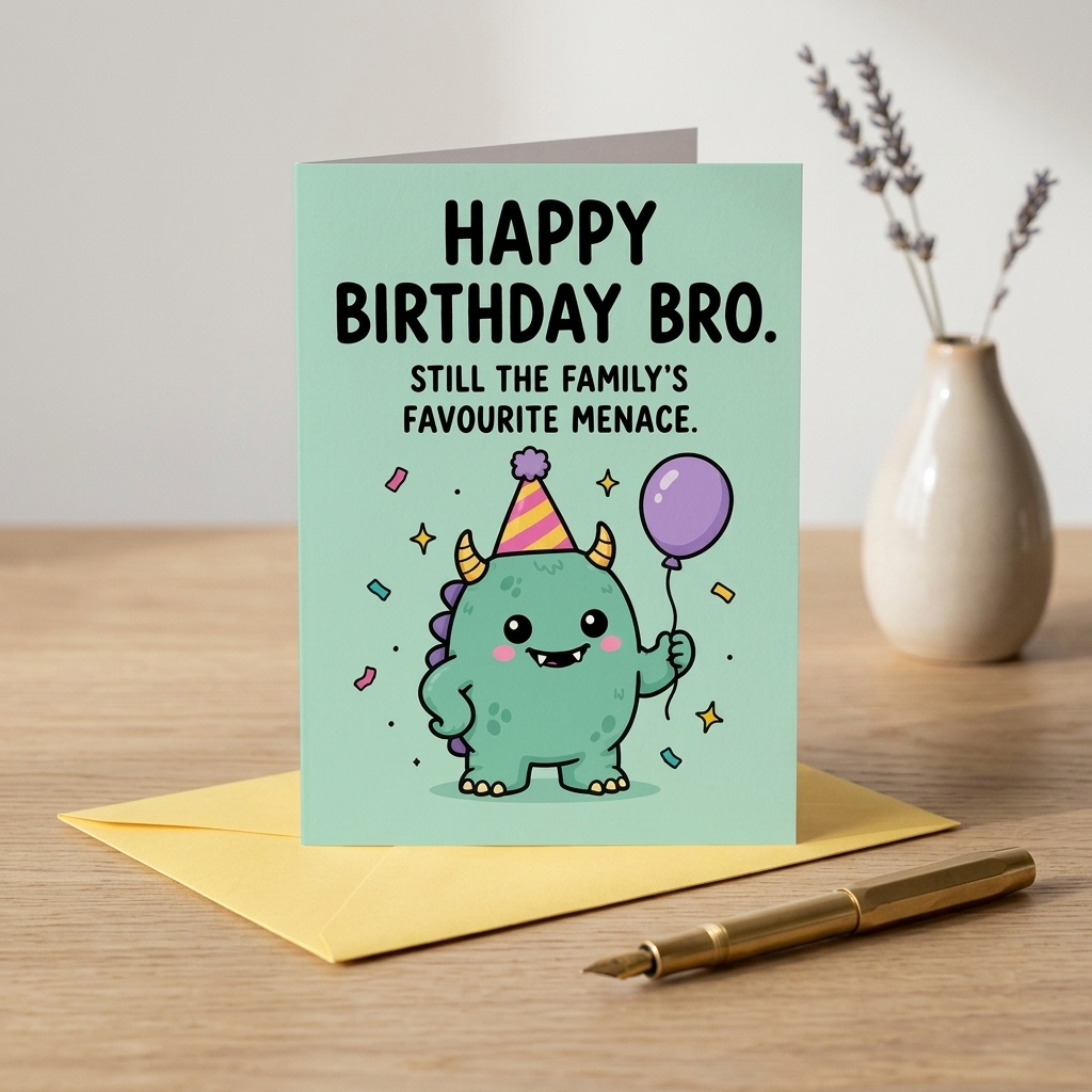 Brother Family's Favourite Menace Birthday Card