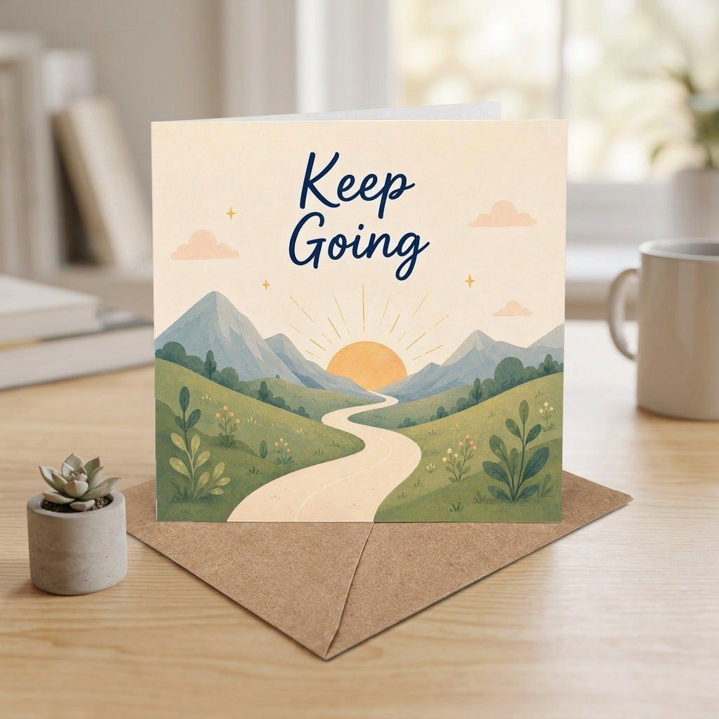 Keep Going Uplifting Progress, Perseverance Inspirational Encouragement Card
