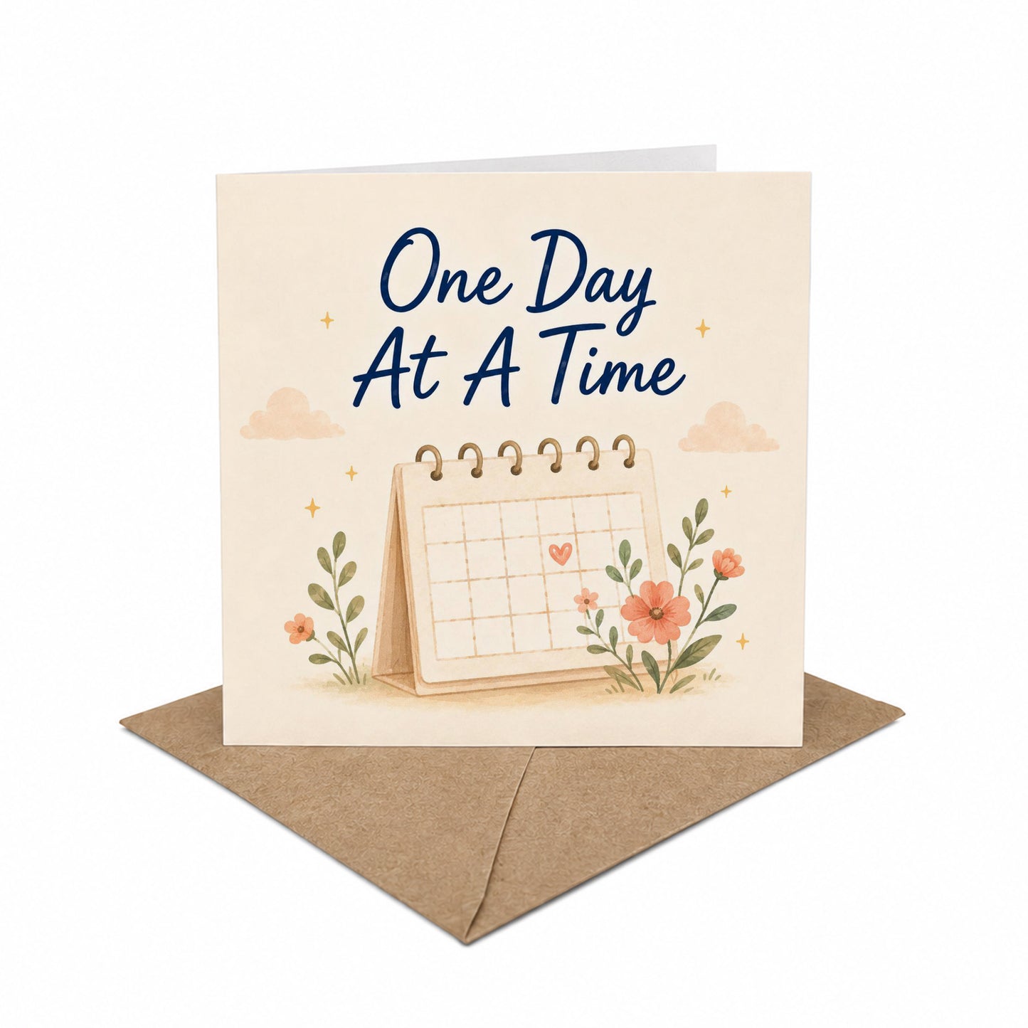 One Day at a Time Encouragement Card Recovery, Sobriety, Anxiety, Hard Times Motivational