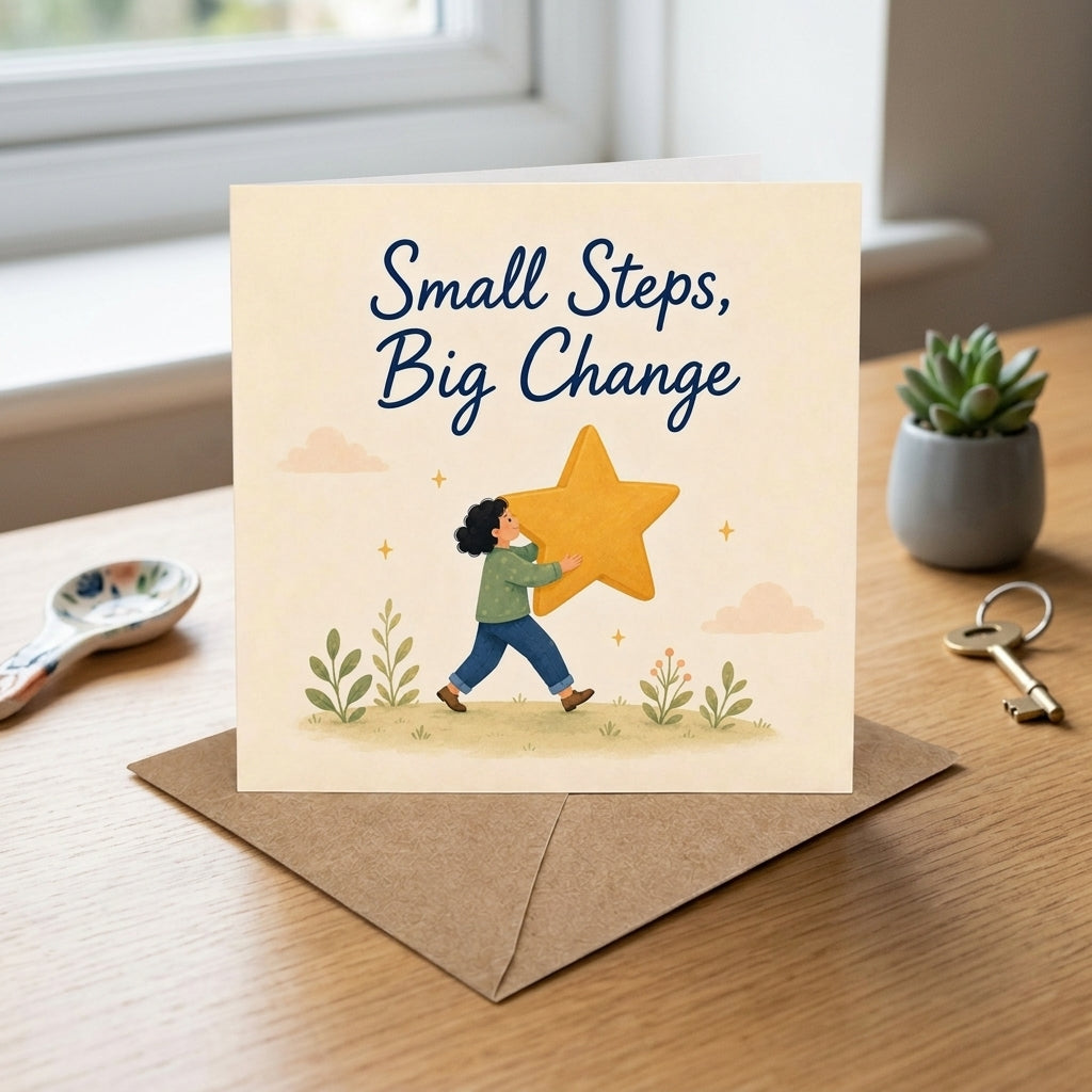 Small Steps Big Change Encouragement Card New Beginnings, Personal Growth, Motivation, Progress