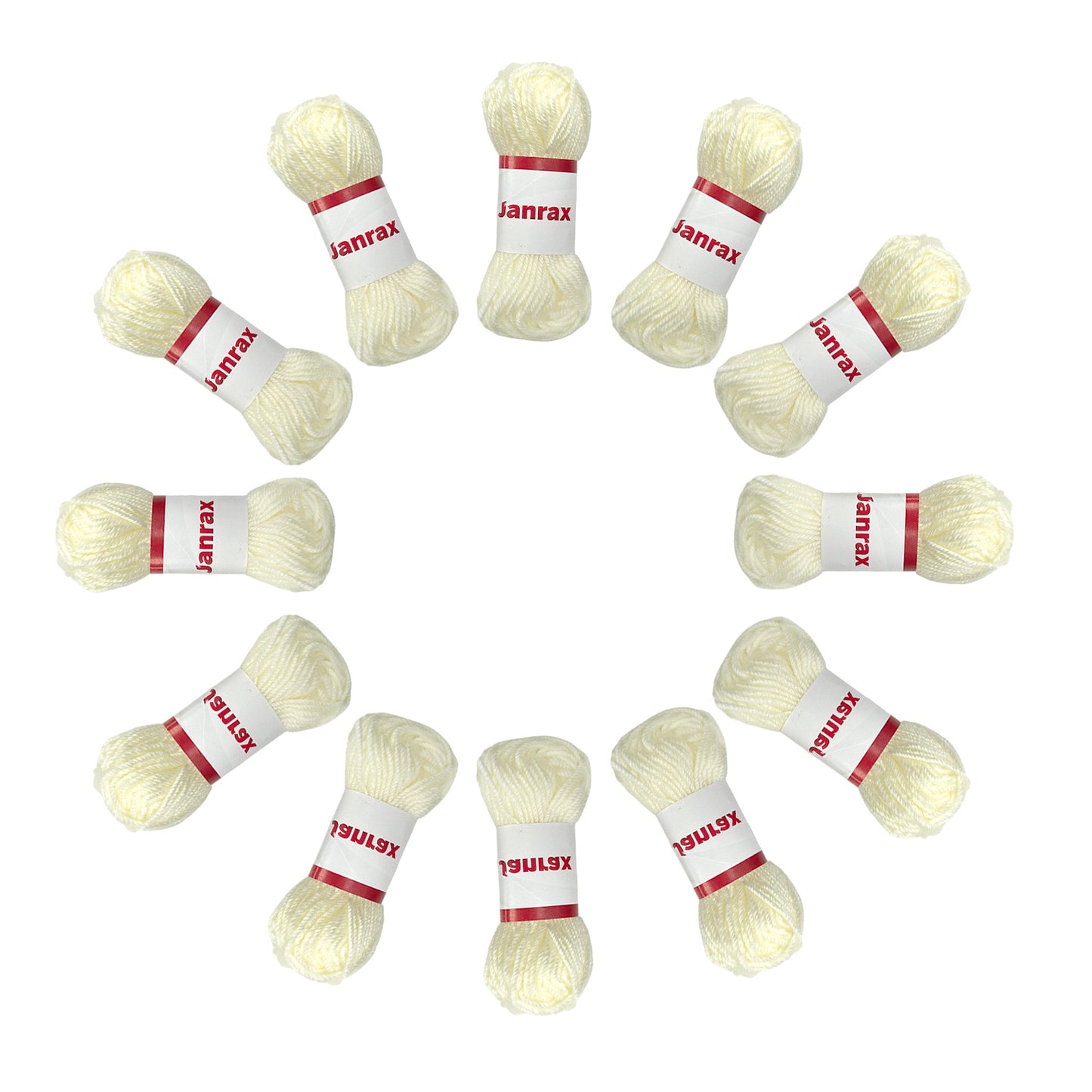 Pack of 5 Off White Acrylic Yarn Rolls – 10g each, 4 Strand 8 Ply Knitting Wool