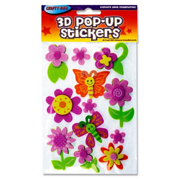 Crafty Bitz 3D Pop Up Flowers Foam Stickers