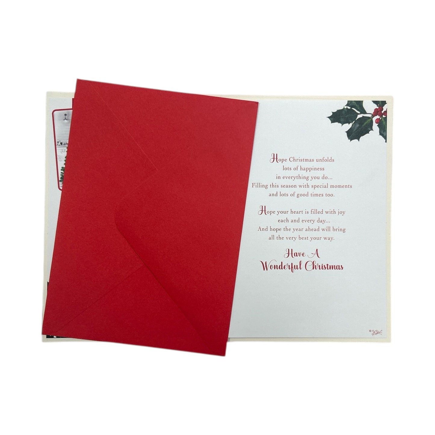 Traditional Tree & Holly Christmas Wishes Card For Grandad