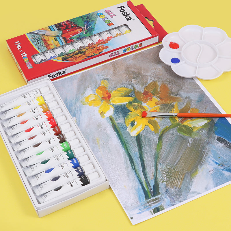Pack of 12 12ml Professional Quality Oil Colour Paint