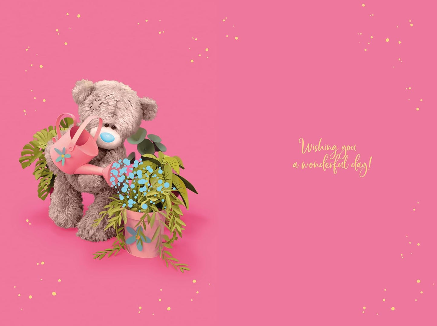 Bear Watering Plants 3D Photo Finish Keepsake Mum Birthday Card