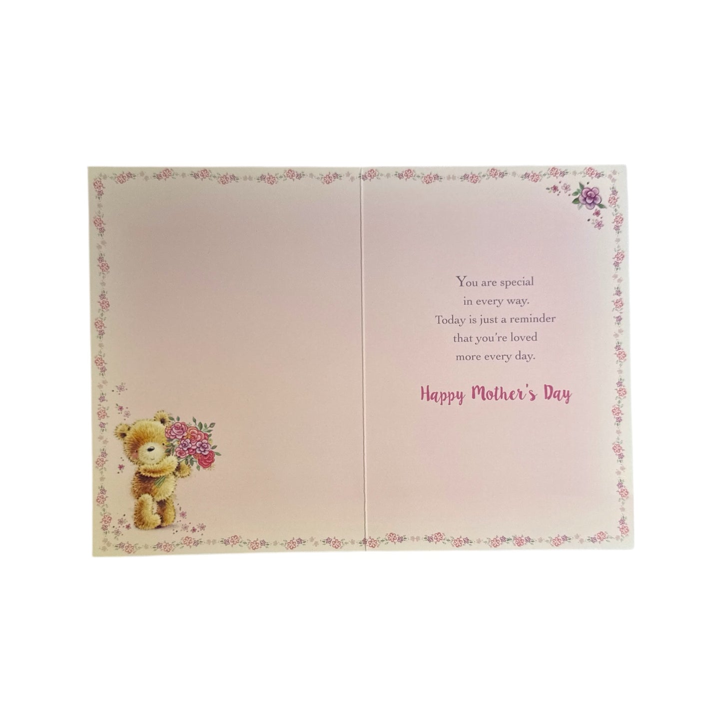 To A Special Mummy Teddy Holding Bouquet Design Mother's Day Card