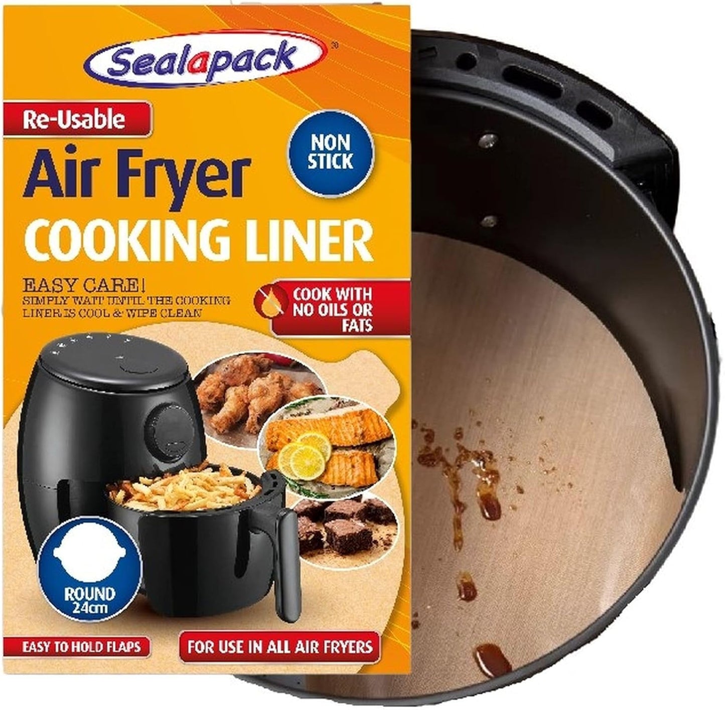 Single Sealpack Reusable Air Fryer Liner, Round 24cm