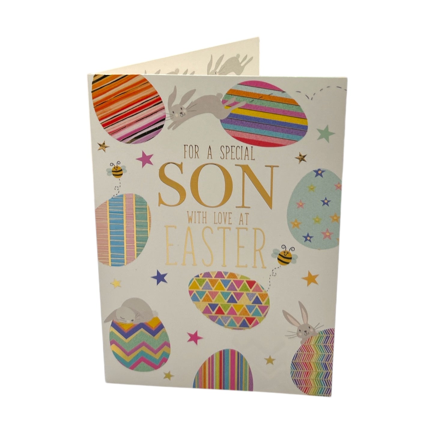 For Son Multicoloured Eggs Pattern Design Easter Card