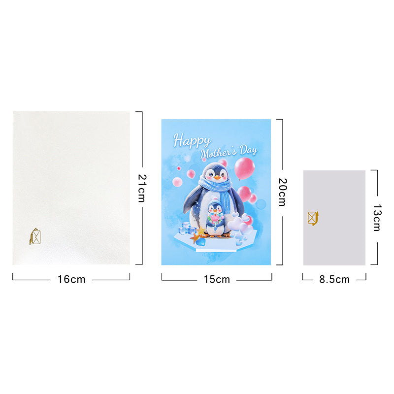 Frosty Hugs Cute Penguin Love 3D Mother’s Day Pop Up Card