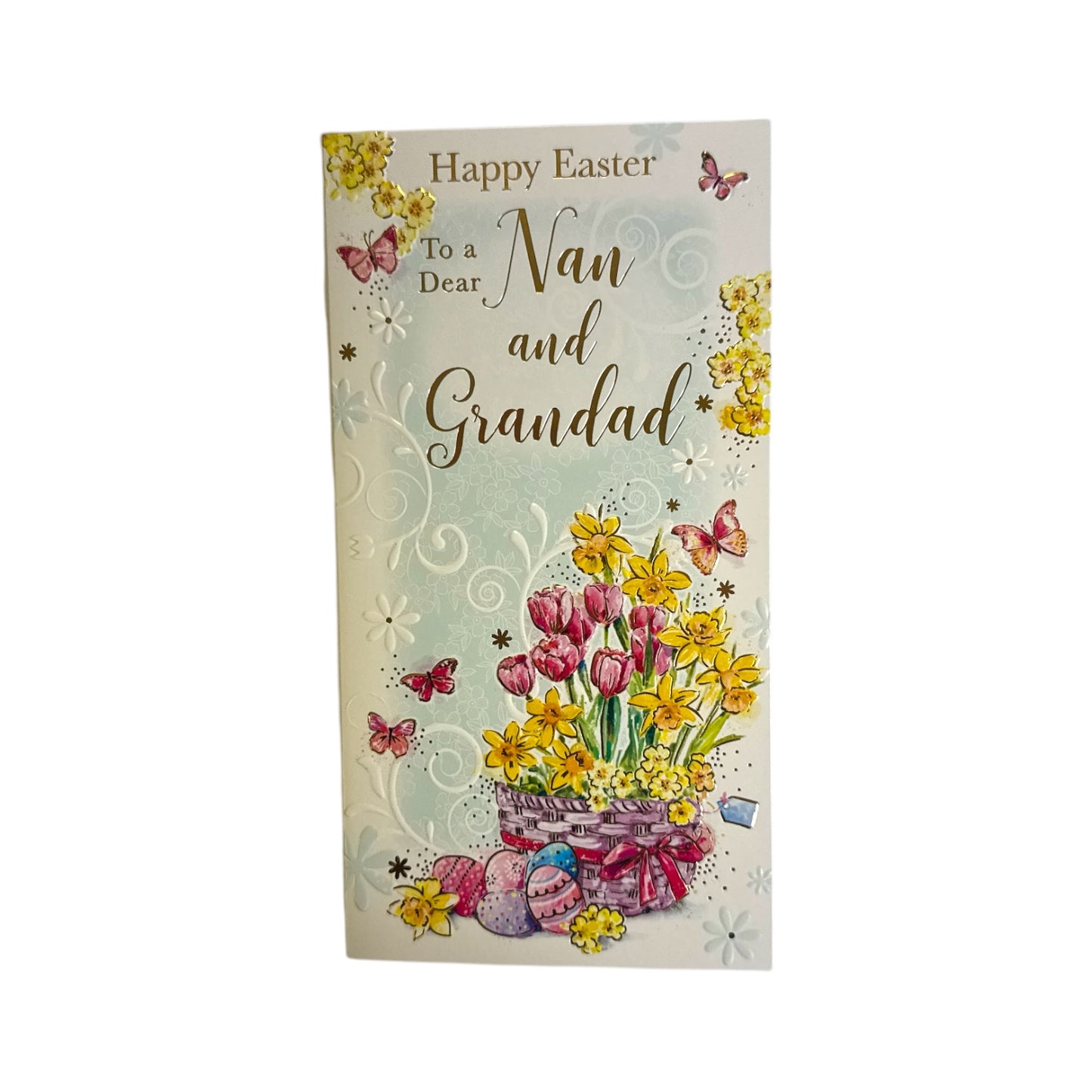 To Dear Nan And Grandad Basket Of Flowers Easter Card