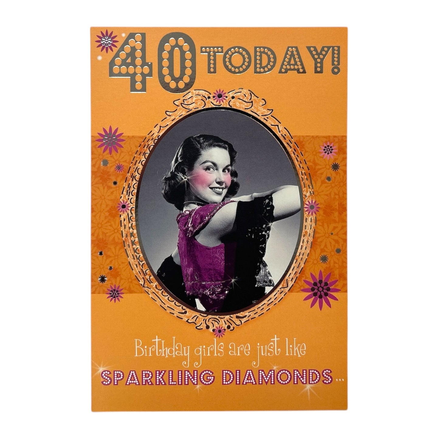 40th Female Sparkling Diamond Witty Words Birthday Card