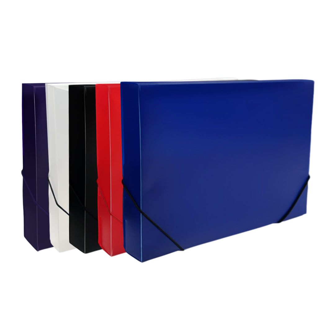 Pack of 10 A4 Clearview Assorted Coloured Box Files with Elastic Closure