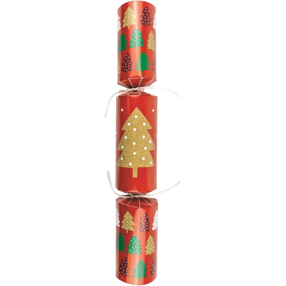 Pack of 8 12" Kraft Effect Tree Design Christmas Crackers