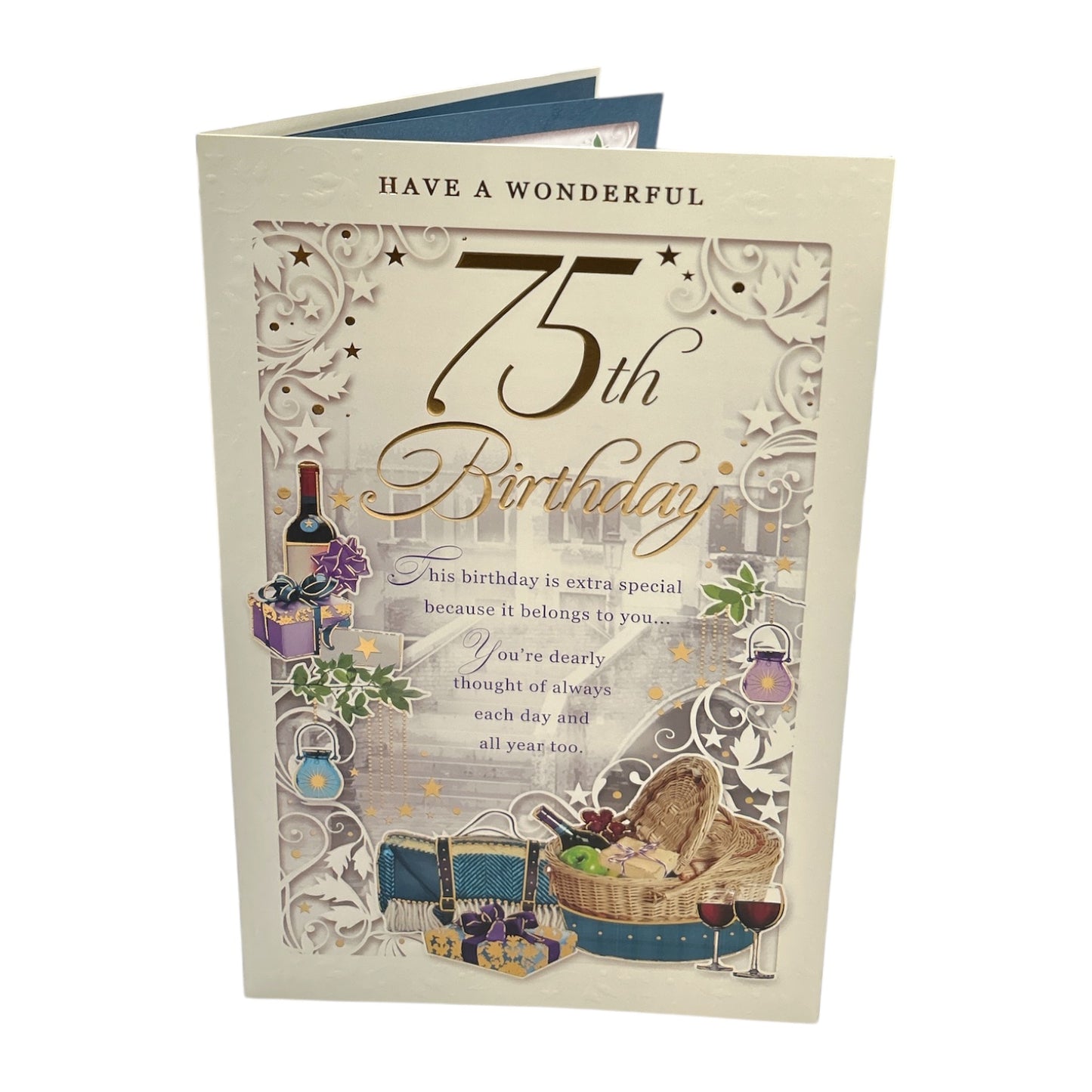 Have a Wonderful 75th Birthday Open Male Opacity Card