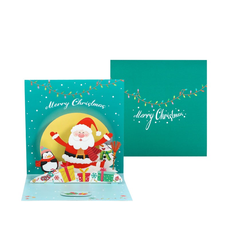 Santa & Friends Merry Moments Green 3D Pop Up Christmas Card