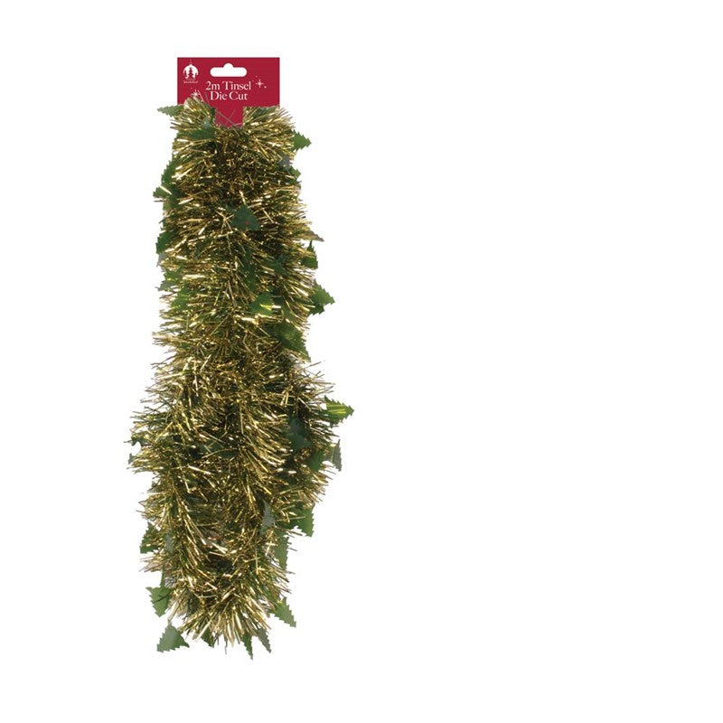 2m Christmas Die Cut Xmas Tree Tinsel - Gold