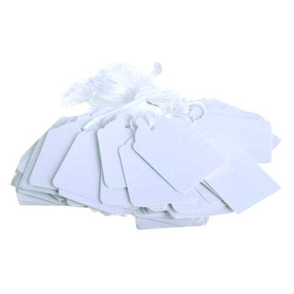 Pack of 1000 White Strung Ticket 30x21mm