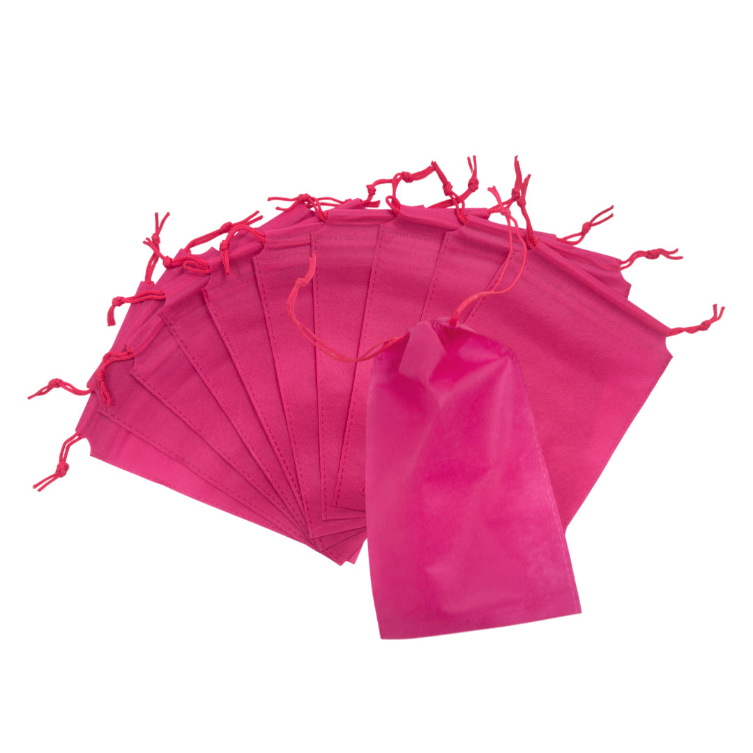 Pack of 25 Pink Coloured 20x15cm Non-Woven Drawstring Bags