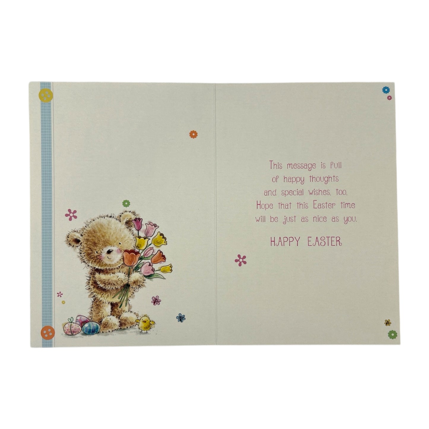 Just For You Cute Teddy & Bouquet Design Easter Card