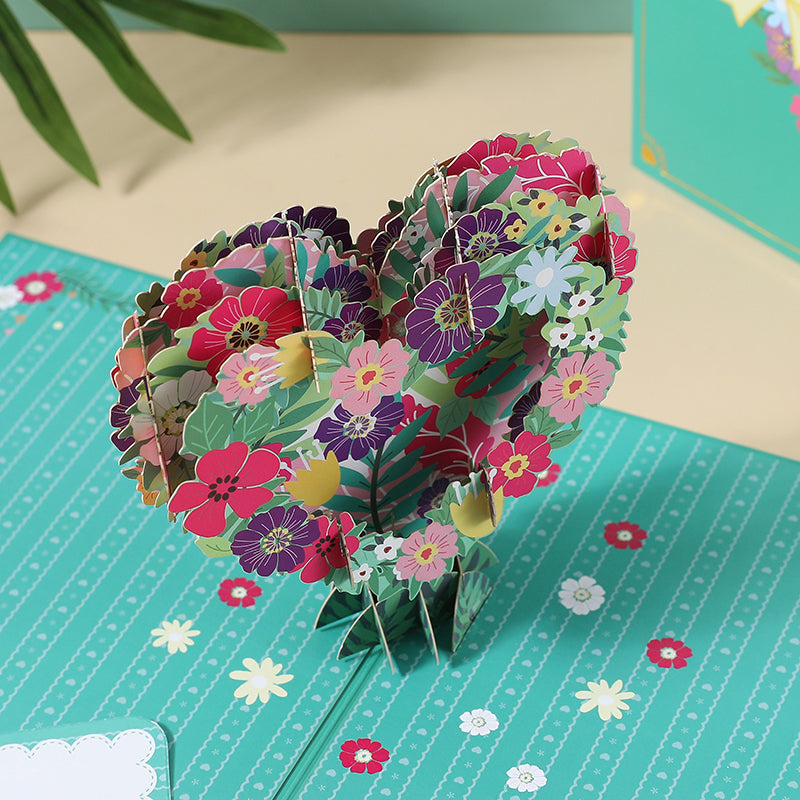 Floral Heart Wreath 3D Pop Up Thank You Card