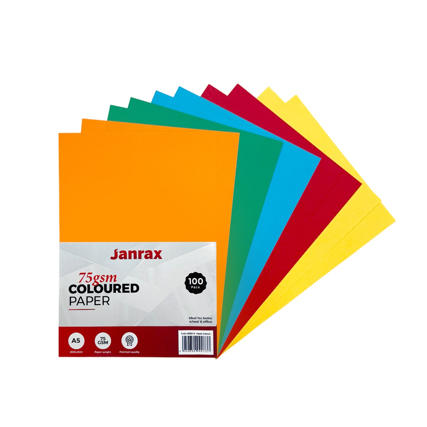 Pack of 1000 A5 Assorted Primary Coloured Paper 75gsm Sheets