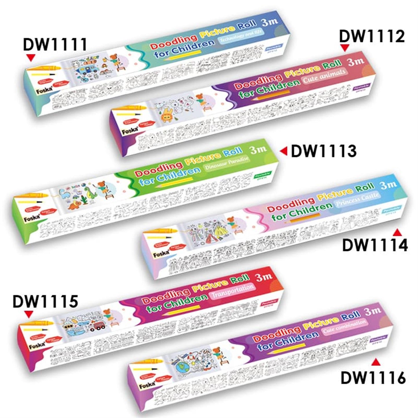 Technology & Life Cartoon DIY Long Painting Paper Roll for Kids 30×300cm