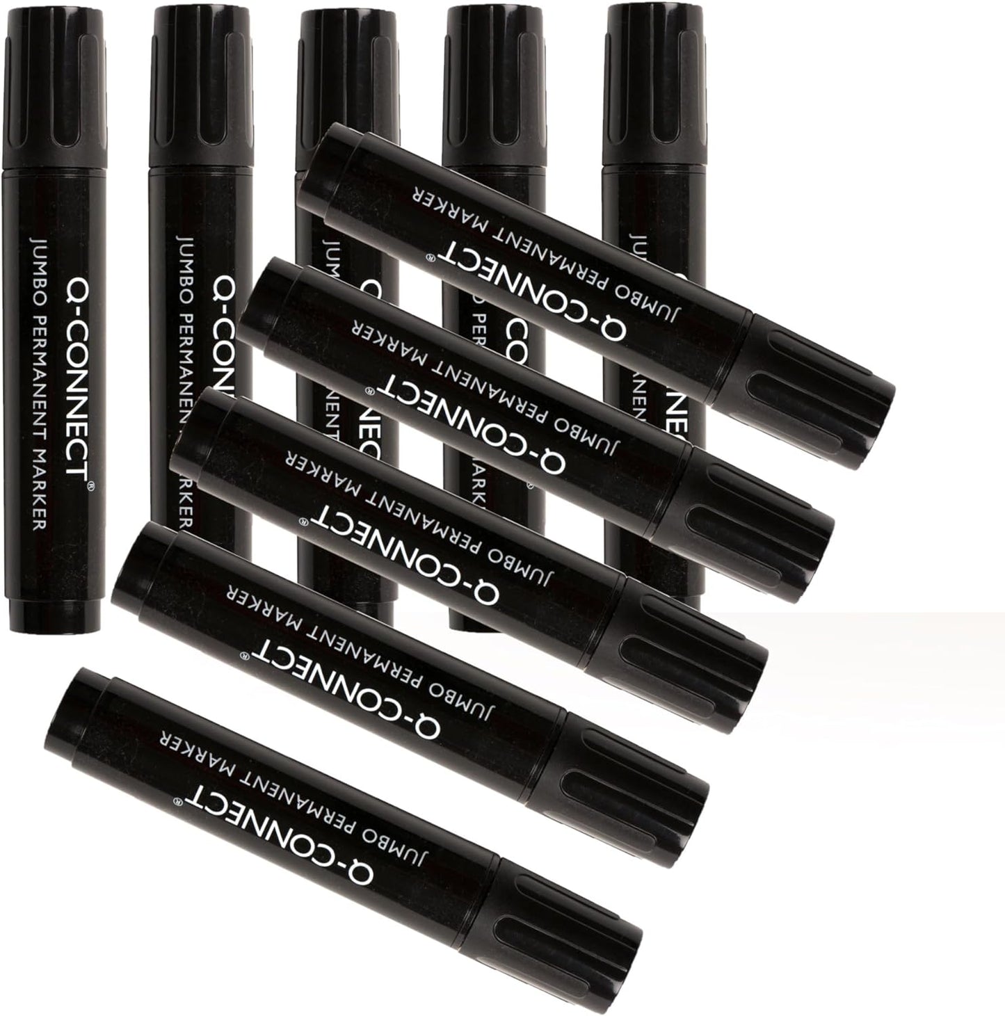 Pack of 10 Jumbo Permanent Chisel Tip Black Marker Pen