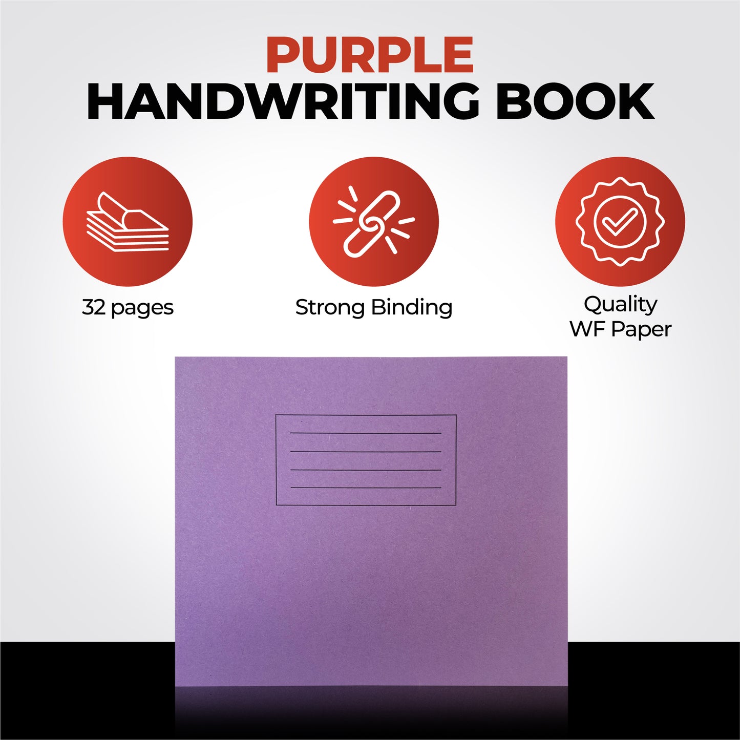 Pack of 10 Janrax Purple 32 Page Handwriting Books 165x200mm Exercise Books WF Paper with 225gsm Manilla Cover