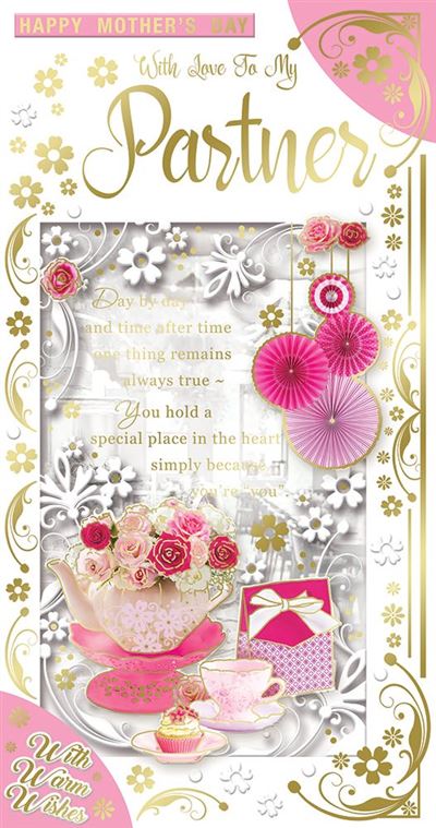 To My Partner Floral Tea Pot Sentimental Design Mother's Day Card