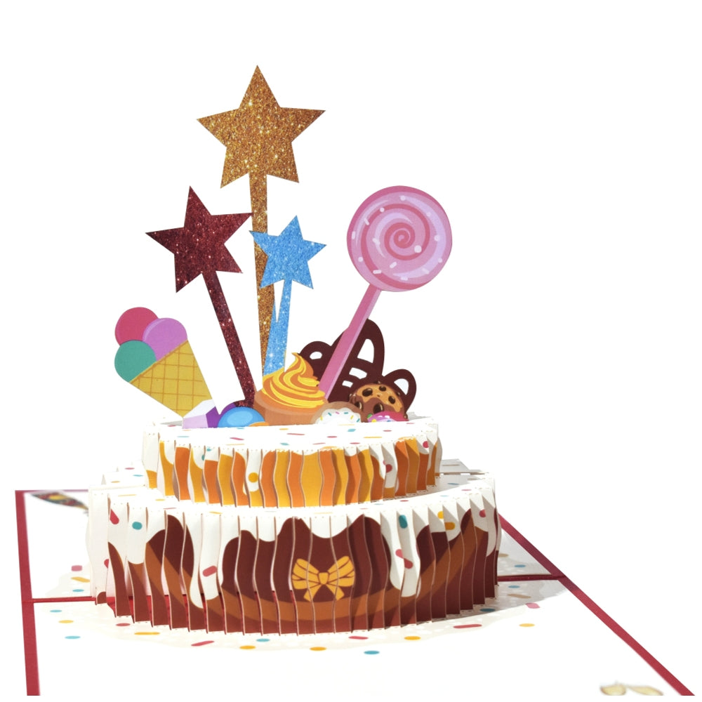 Red Cake and Sprinkles Design 3D Pop Up Birthday Card