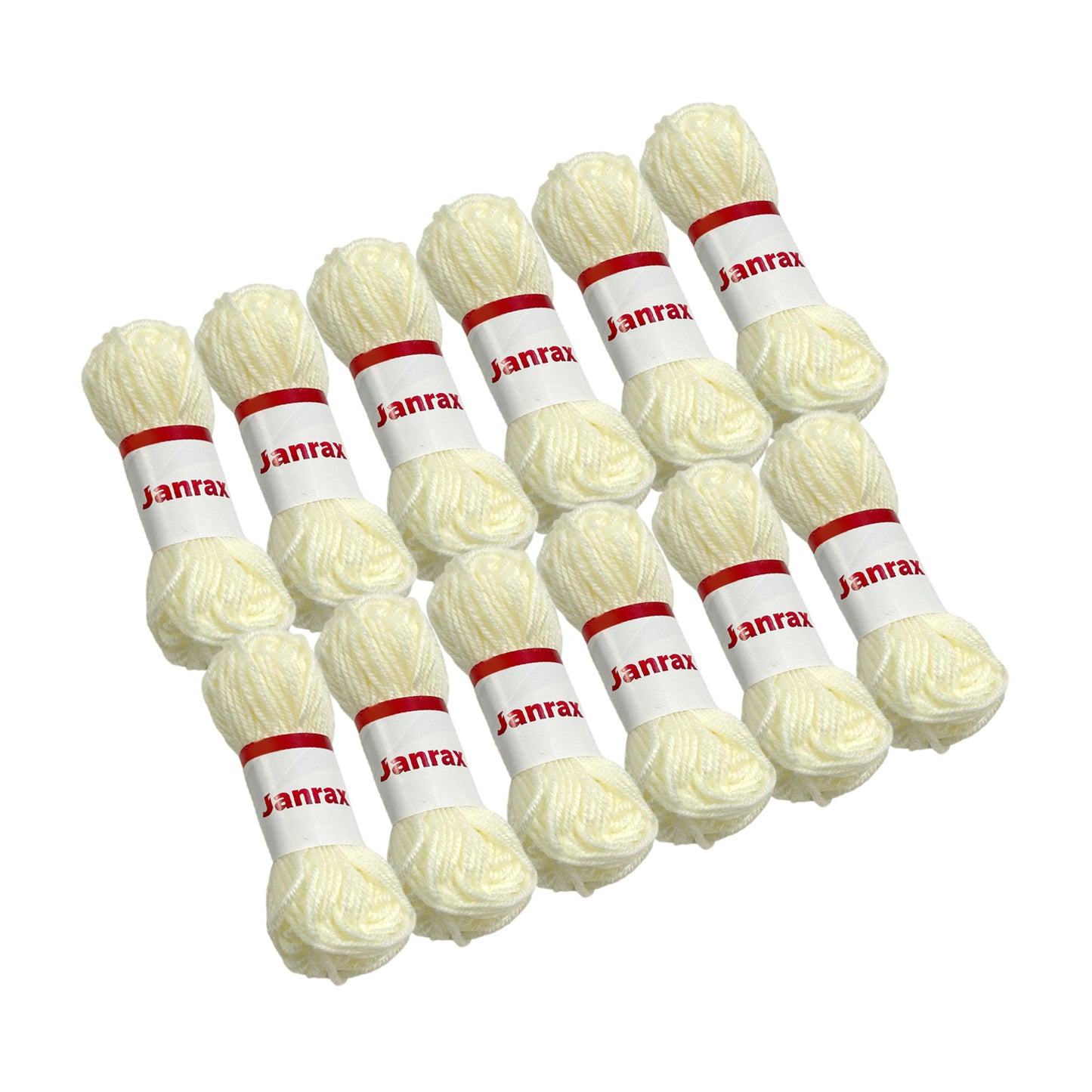 Pack of 5 Off White Acrylic Yarn Rolls – 10g each, 4 Strand 8 Ply Knitting Wool