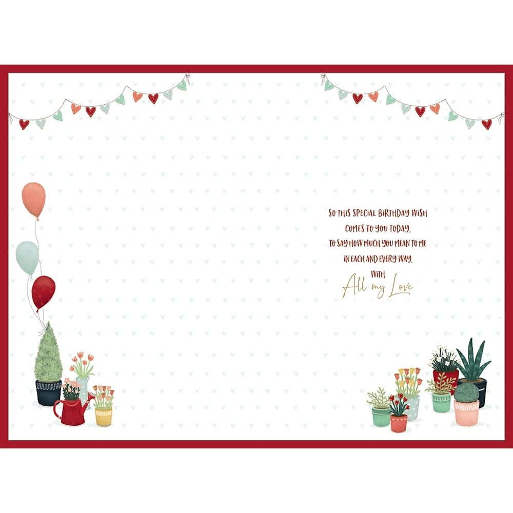 Floral Shop Design with Hearts Girlfriend Birthday Card