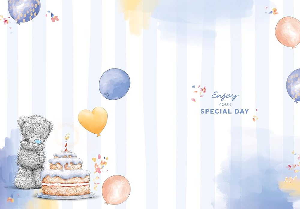 Bear Carrying Cake Above Head Godson Birthday Card