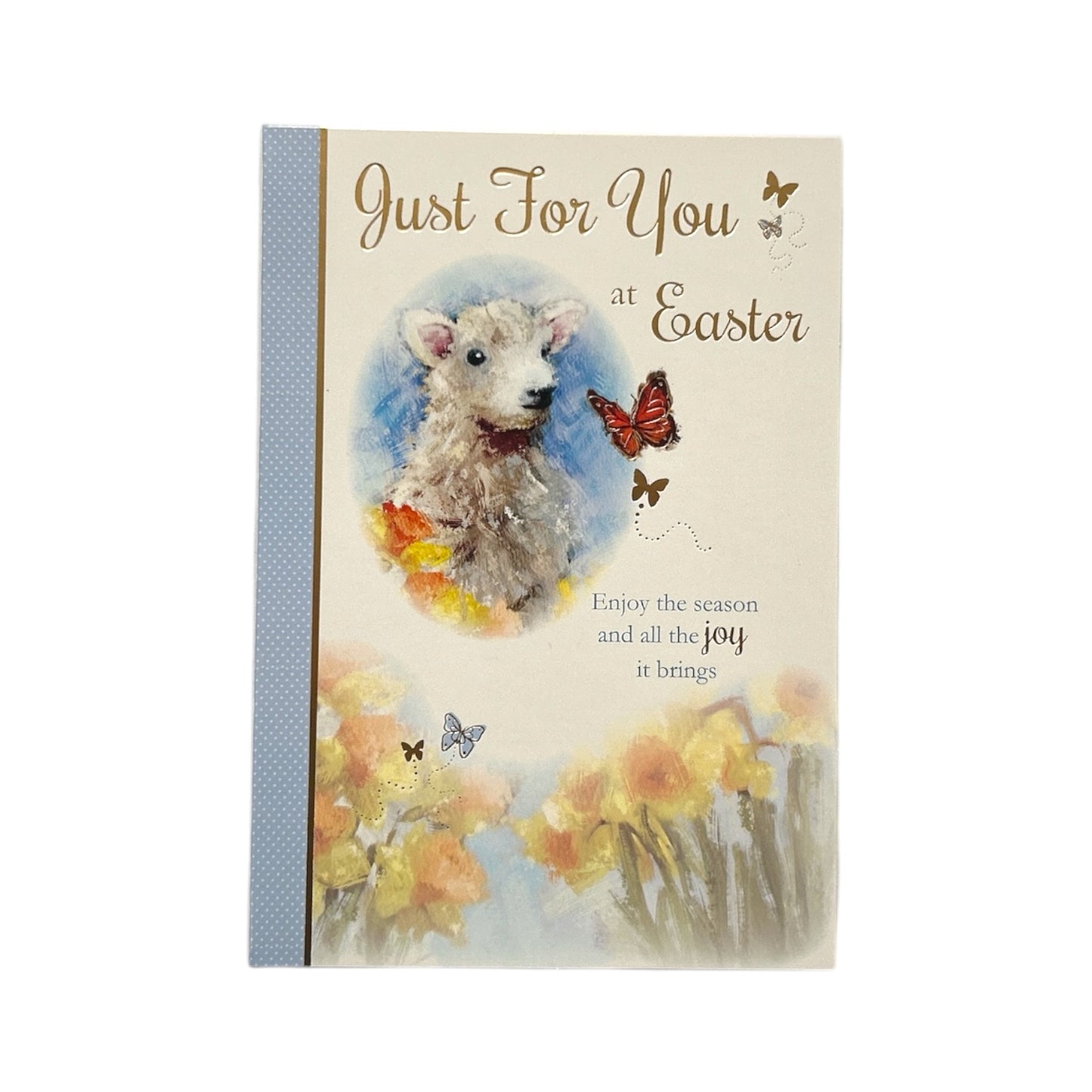 Just For You Cute Lamb Floral Design Easter Card
