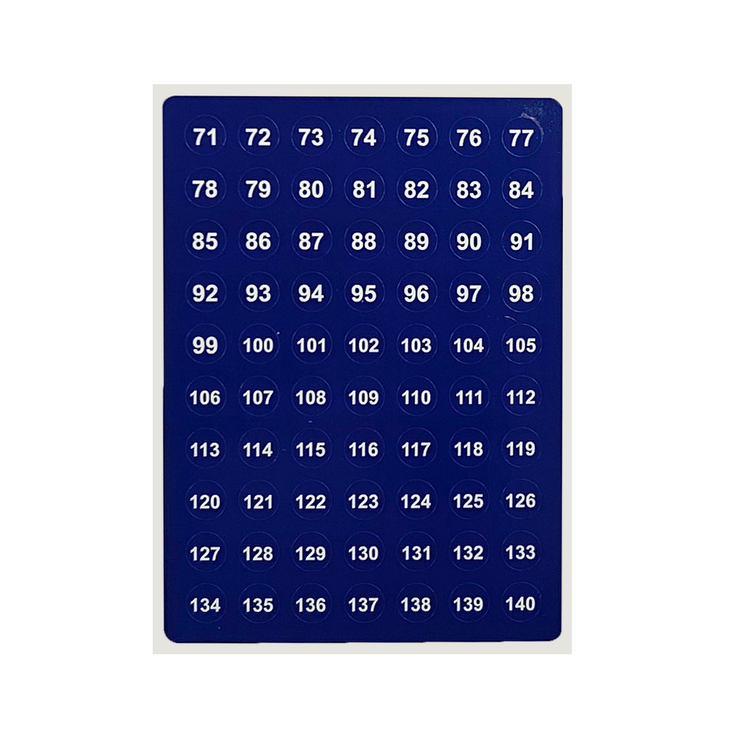 Pack of 420 White on Red/Blue/Green 1-140 Number 8mm Self Adhesive Labels